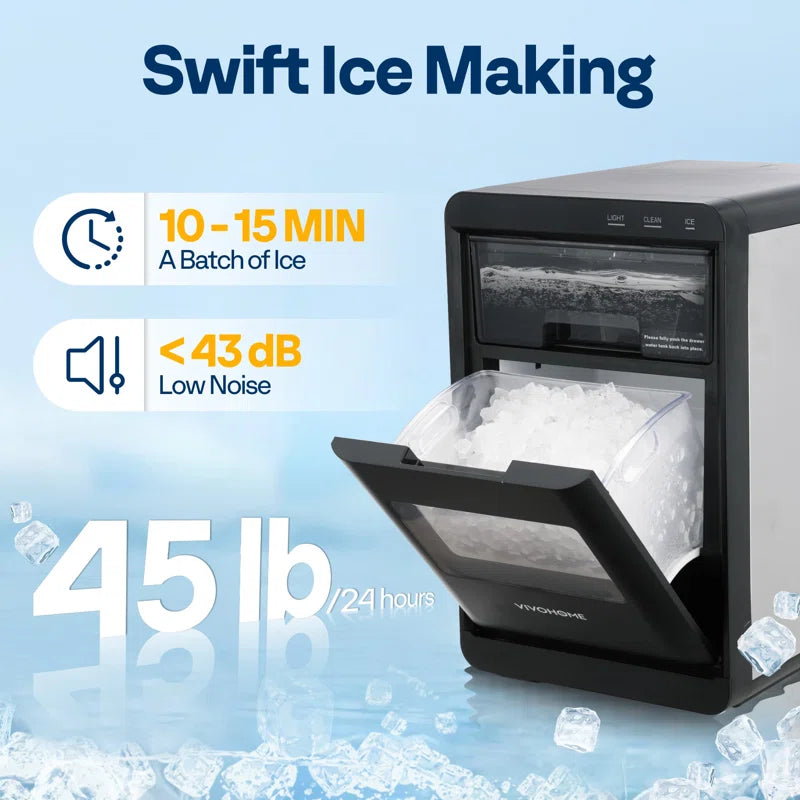 45 Lb.daily Production Pebble Ice Countertop Ice Maker With Self-cleaning